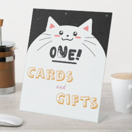 Expositor En L Marco de gato lindo con estrellas brillantes tarje