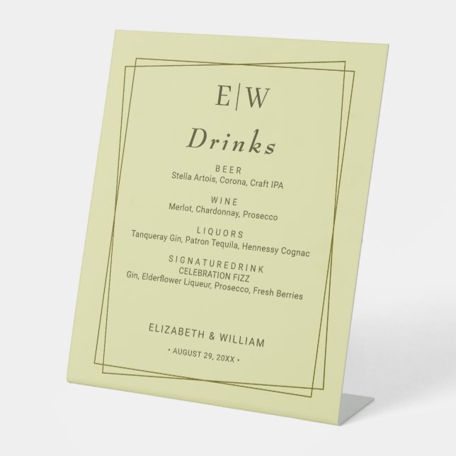 Expositor En L Marco elegante sobre el Boda celestial de monogram (Anverso)