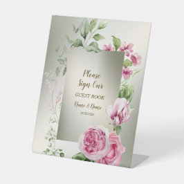 Expositor En L Marco floral rosa de color de agua Fiesta brillant