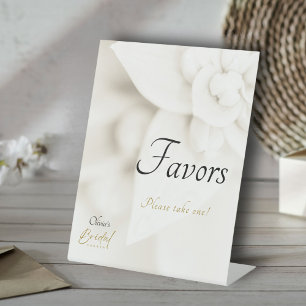 Expositor En L Marfil Bloom y Gold Script Favores de ducha de nov