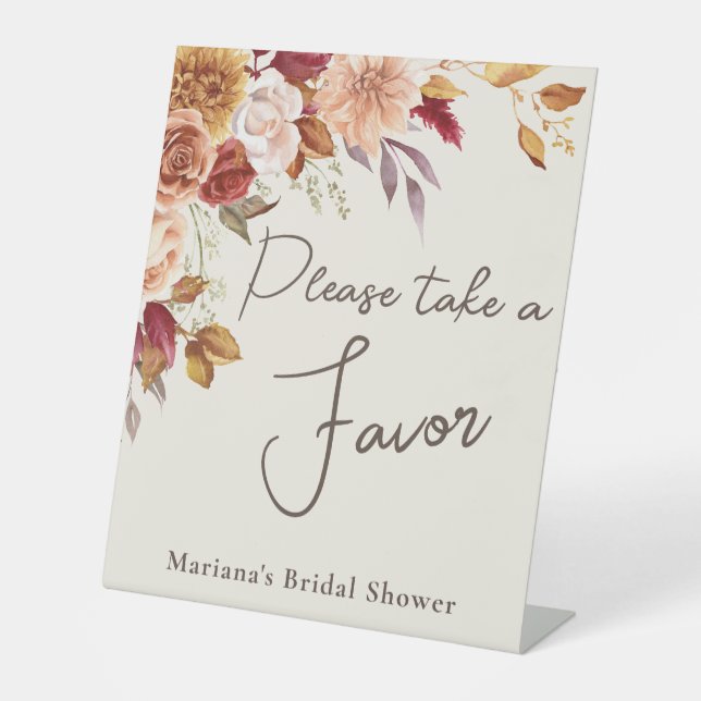Expositor En L Marfil Fall Floral Bridal Shower Favor (Anverso)