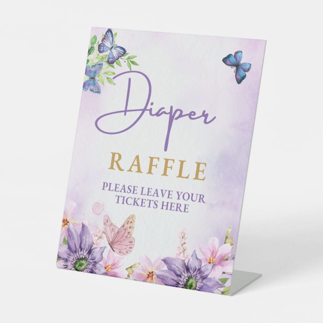 Expositor En L Mariposa Baby Shower Diaper Raffle (Anverso)