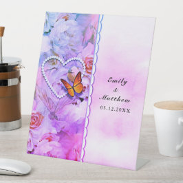 Expositor En L Mariposa Corazón Perlas Boda Rosa Floral Rosa