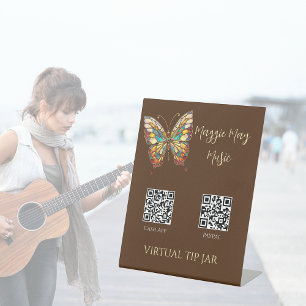 Expositor En L Mariposa de vidrio manchado Código QR Sugerencia v