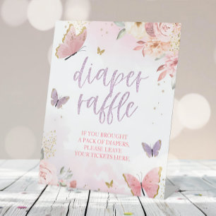 Expositor En L Mariposa Diaper Raffle Pedestal Rótulo Baby Shower