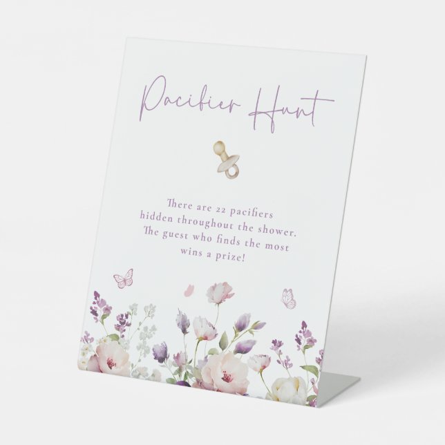 Expositor En L Mariposa Jardín Baby Shower Pacifier Hunt (Anverso)