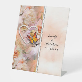 Expositor En L Mariposa Pearl Heart Floral Serenity Rosa Boda