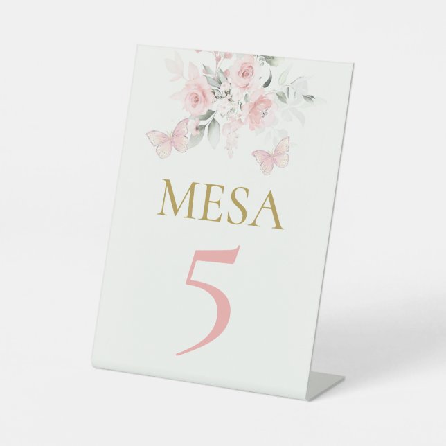 Expositor En L Mariposa rosa Quinceañera (Anverso)