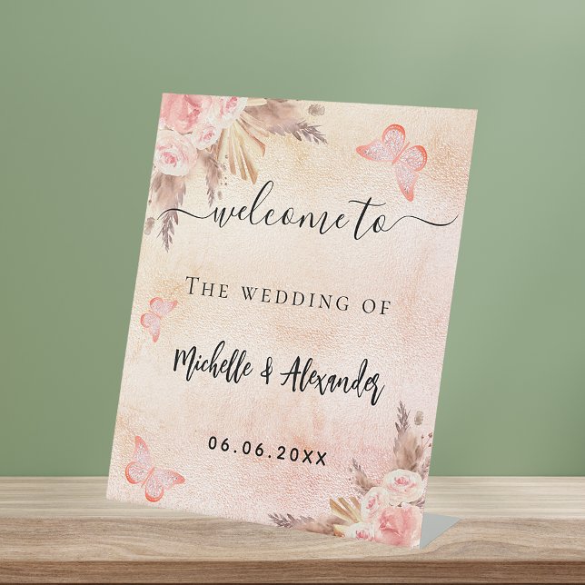 Expositor En L Mariposas florales de pampas bienvenidas boda (Subido por el creador)