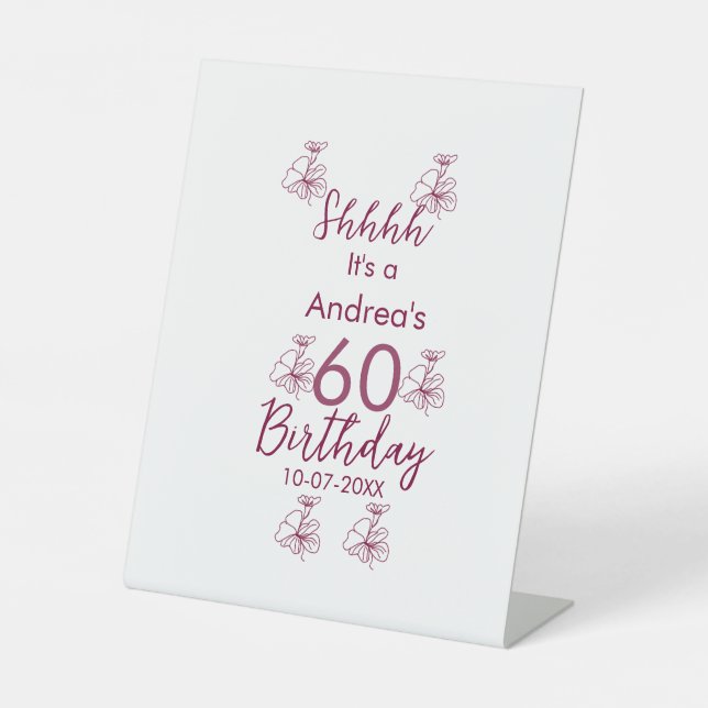 Expositor En L Marron white mauve shhhh nombre floral de 60 años (Anverso)