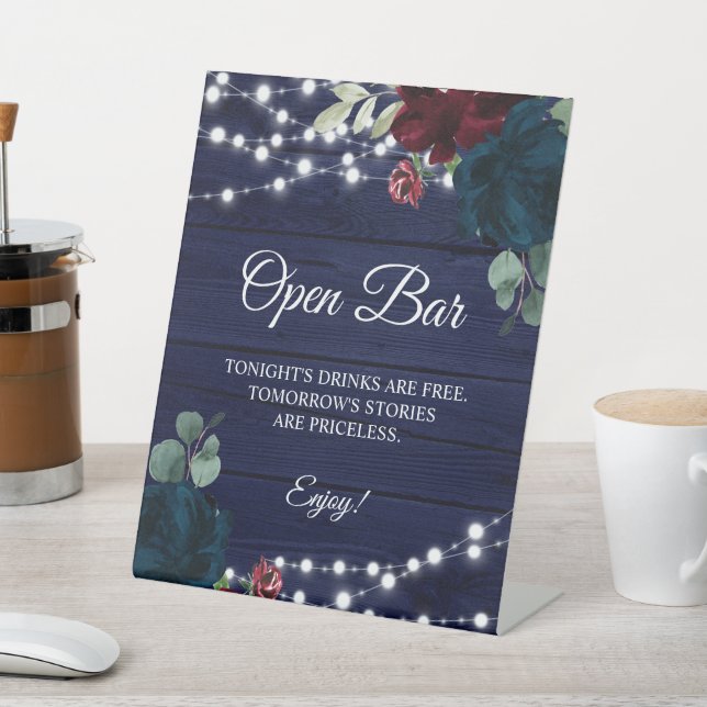 Expositor En L Marsala & Rótulo Floral Rustic Wood Open Bar (In Situ)