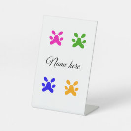 Expositor En L Mascota colorido de garra de perro añada el nombre