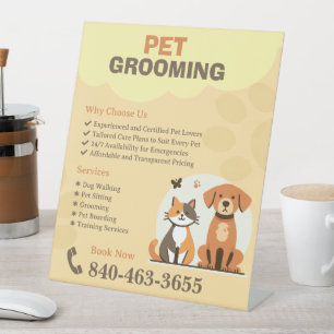 Expositor En L Mascota Grooming Personalizado Rótulo Pedestal