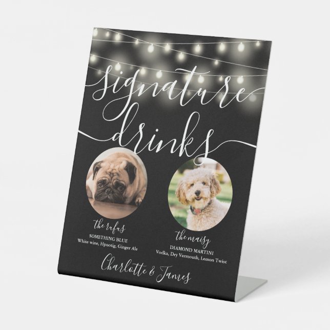 Expositor En L Mascota Perro Firma Bebe String Lights Black White (Anverso)