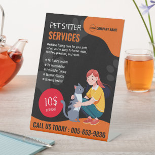 Expositor En L Mascota personalizado Sitter Rótulo Pedestal