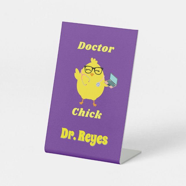 Expositor En L Médico Personalizado de pollo Rótulo Pedestal con  (Anverso)