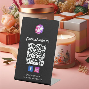 Expositor En L Medios sociales con código QR Código tarjeta de vi