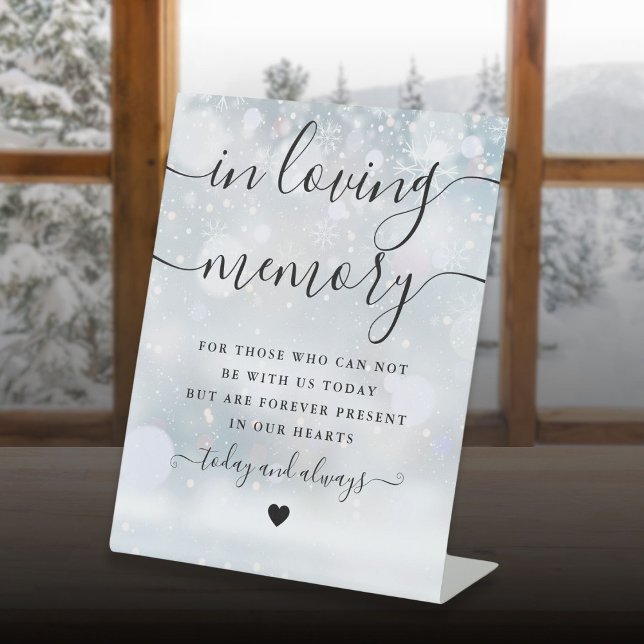 Expositor En L Memorial de Inolvidable Invierno Boda (In Loving Memory Memorial Winter Wedding Pedestal Sign)