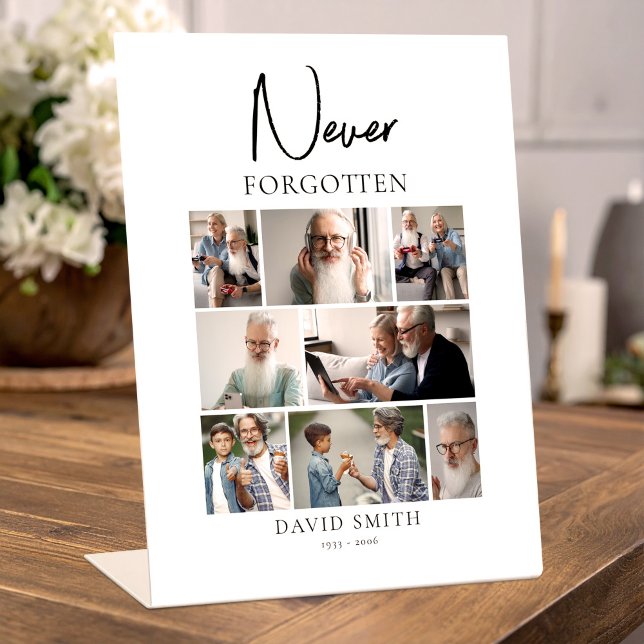 Expositor En L Memorial Funeral Minimalist Photo Collage (Memorial Funeral Minimalist Photo Collage Pedestal Sign, Loss of Dad Gift)