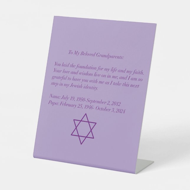 Expositor En L Memorial Morado Personalizado  (Anverso)