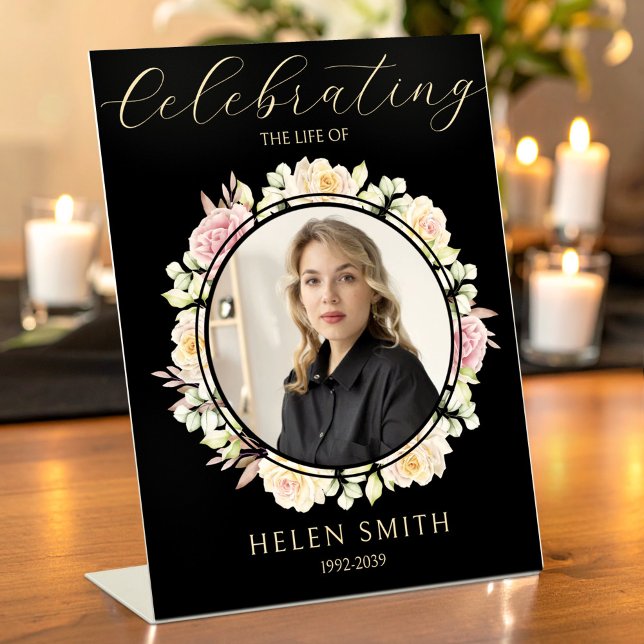 Expositor En L Memory Funeral Photo Floral Wreath Black (Subido por el creador)
