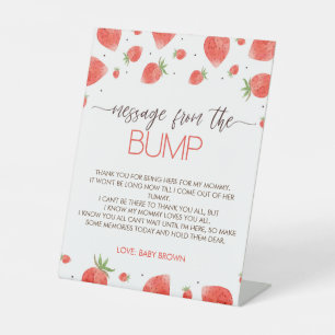 Expositor En L Mensaje de Baby Shower de fresa del Rótulo Bump
