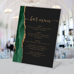 Expositor En L Menú boda Bar Emerald Green Gold Agate Oscuro