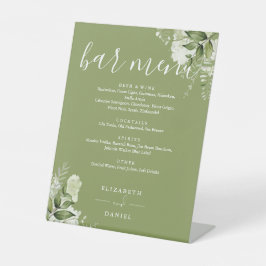 Expositor En L Menú Boda Bar Moss Green Floral Green