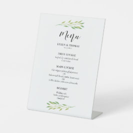 Expositor En L Menú boda de hojas verdes de color de agua