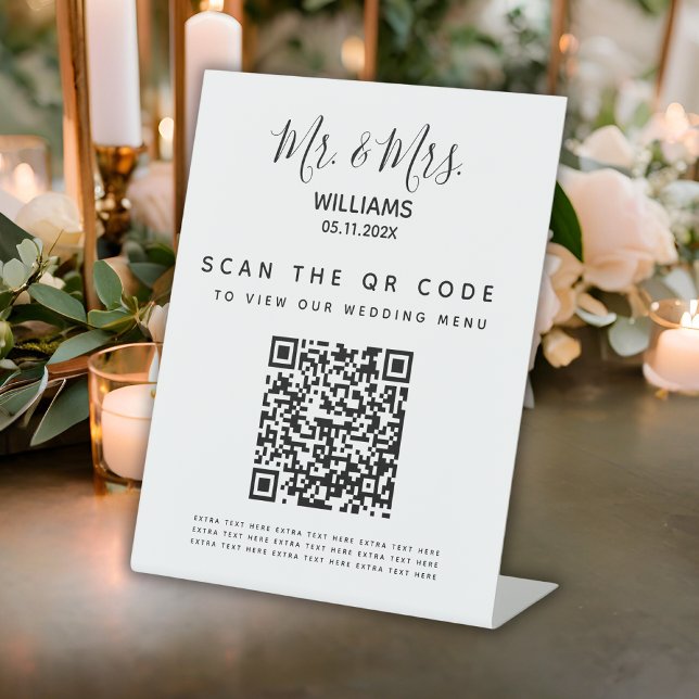 Expositor En L Menú Boda digital Rótulo de tabla de análisis de c (Digital Wedding Menu Qr Code Scan Table Sign
)