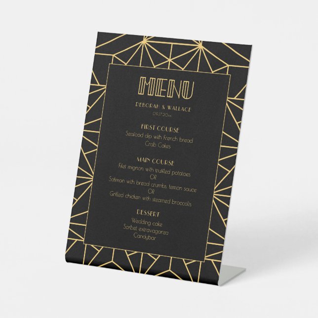 Expositor En L Menú boda geométrico art deco de los años 20 (Anverso)