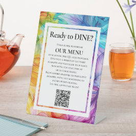 Expositor En L Menú Boda QR Bloom etéreo