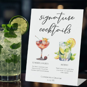 Expositor En L Menú Boda Sangria Mojito Signature Cocktails