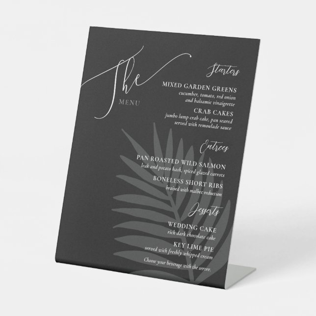 Expositor En L Menú Boda simple formal Gris blanco negro (Anverso)