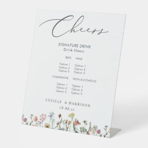 Expositor En L Menú Boho Colorful Wild Flowers Boda Bar