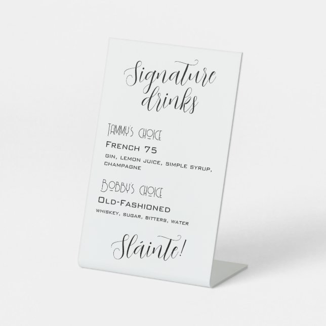 Expositor En L Menú Cóctel de boda personalizado (Anverso)