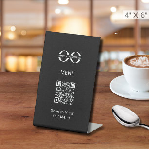 Expositor En L Menú Código QR del Personalizado negro brillante
