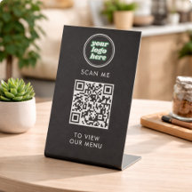 Menú Código QR | Logo Negro Contacto Moderno