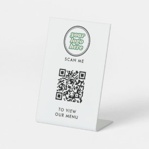 Expositor En L Menú Código QR Logotipo blanco sin contacto Mode