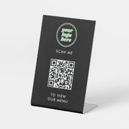 Expositor En L Menú Código QR | Logotipo Negro sin contacto Moder