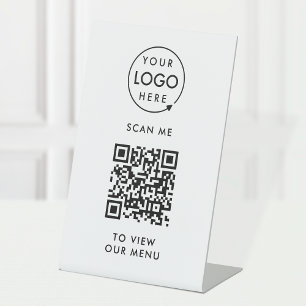 Expositor En L Menú Código QR Logotipo sin contacto Moderno