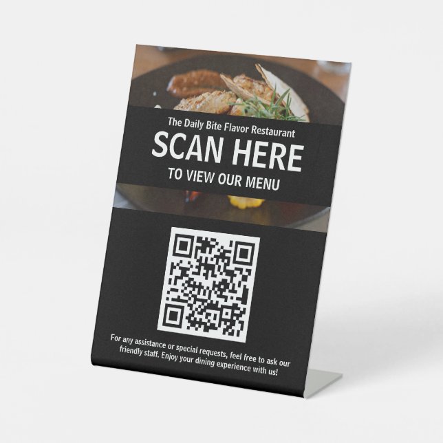 Expositor En L Menú Código QR para cafetería o Rótulo de mesa de  (Anverso)