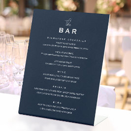 Expositor En L Menú de Bar de Boda Clásico Chic Minimalista Azul 