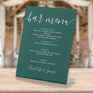 Expositor En L Menú de Bar de Boda con Letra de Firma Verde Esmer