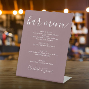 Expositor En L Menú de Bar de Boda con Letra Mauve