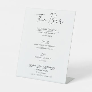 Expositor En L Menú de Bar de Boda de Acrílico Moderno | Editable