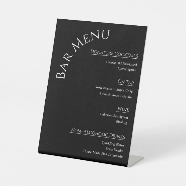 Expositor En L Menú de Bar de Boda de Acrílico Moderno | Editable (Anverso)