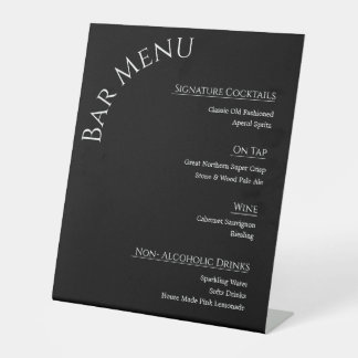 Expositor En L Menú de Bar de Boda de Acrílico Moderno | Editable