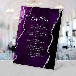 Expositor En L Menú de Bar de Boda de Ágata Plateada Púrpura