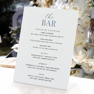 Expositor En L Menú de Bar de Boda Elegante Chic Minimalista Azul